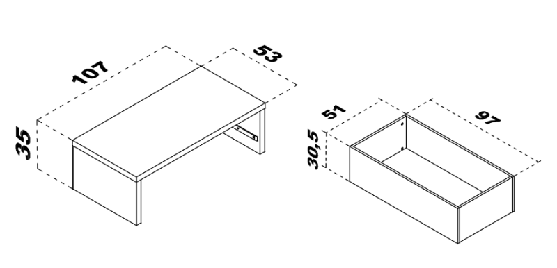 Podestelement 106x53 mit Schubkasten