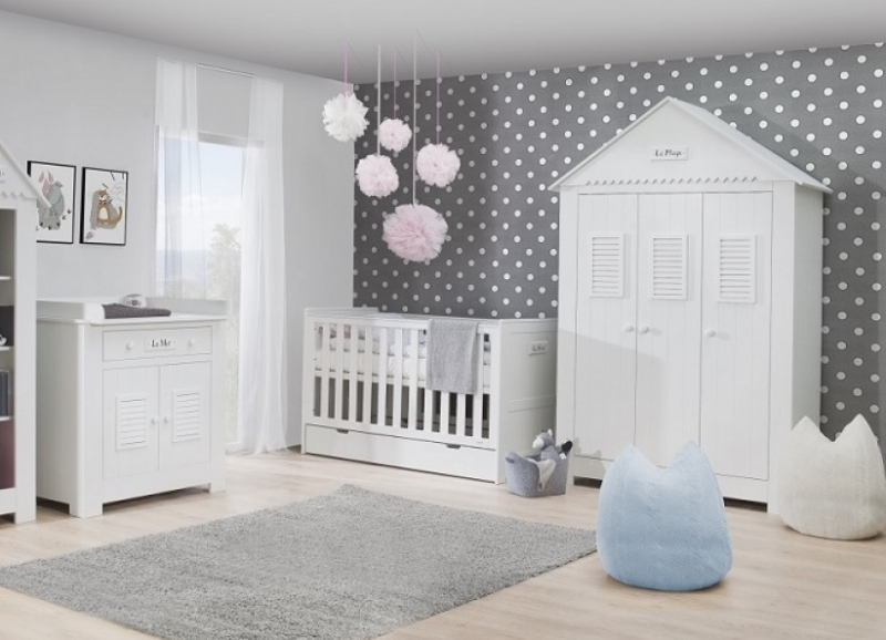 Babyzimmer Set C Saint-Tropez Wei MDF