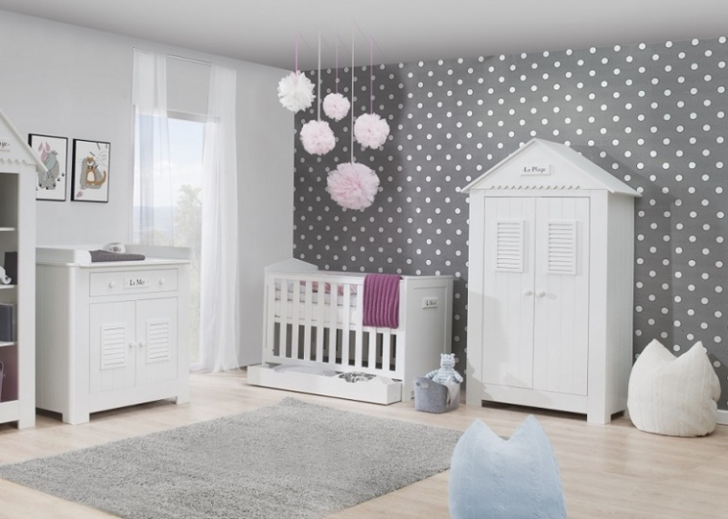 Babyzimmer Set A Saint-Tropez Wei MDF