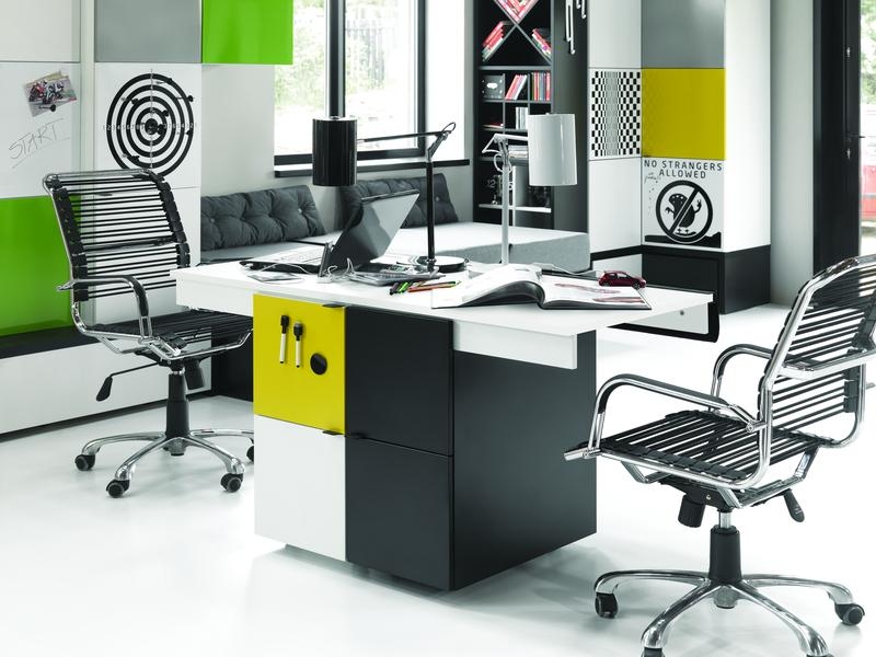 Metallplatte Zitronengelb für Schreibtisch Black&White
