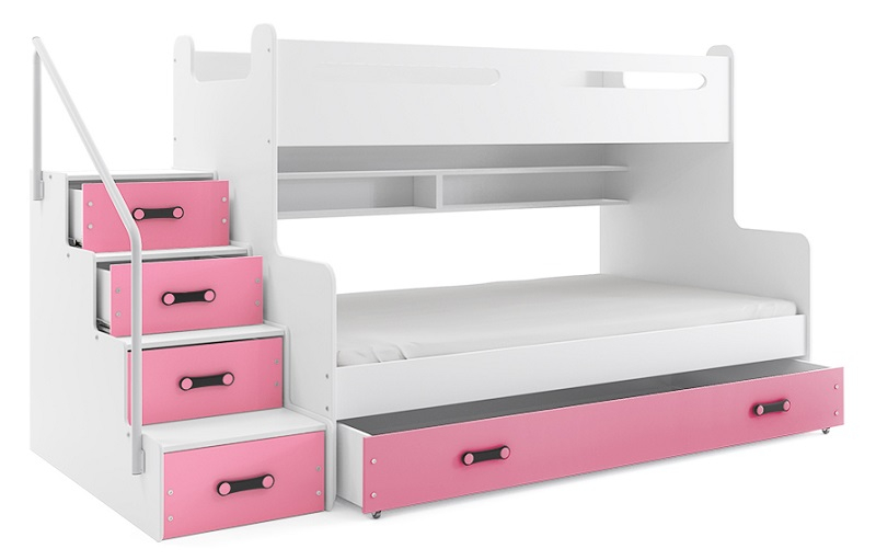 Hochbett Roxy wei-rosa fr 2 Personen