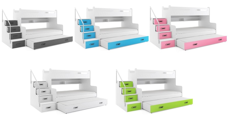 Hochbett Roxy weiß-rosa für 3 Personen