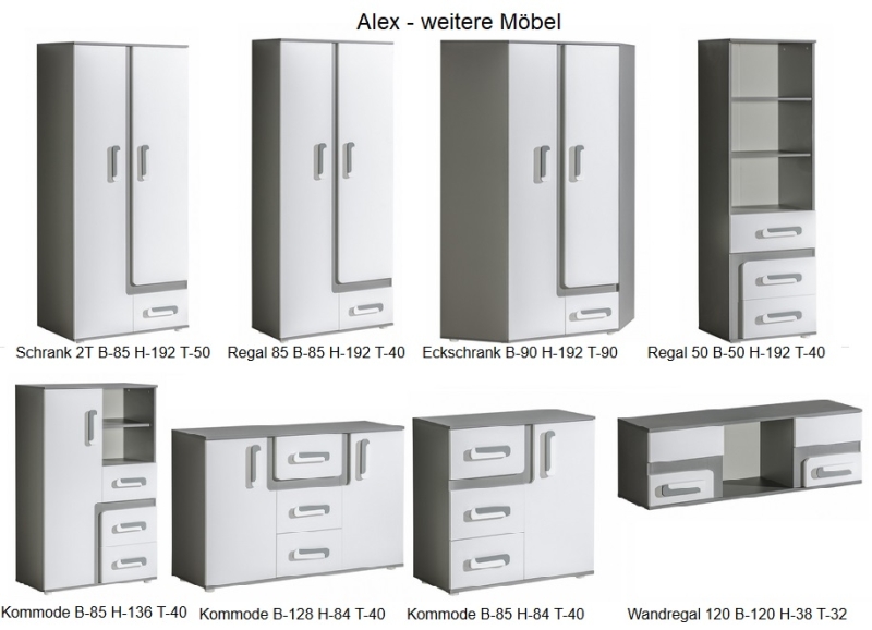 Jugendzimmer komplett 6-tlg. Alex Set G