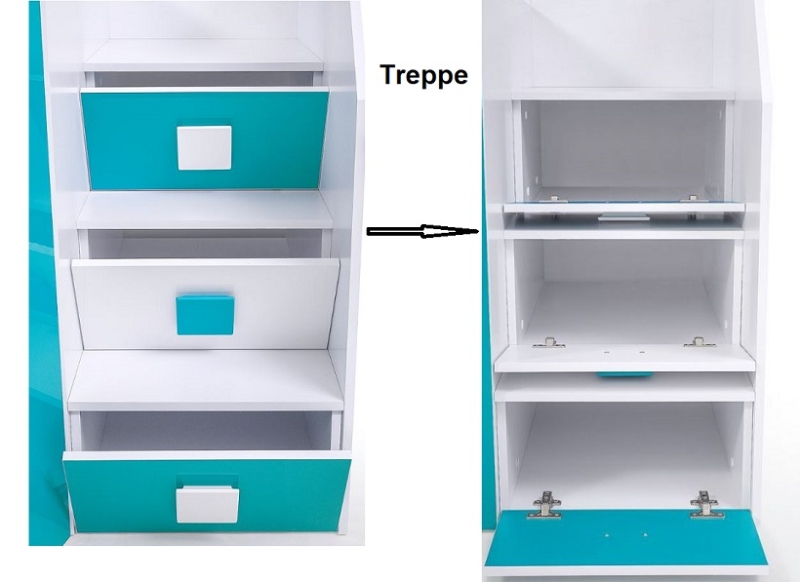 Hochbett mit Schreibtisch Telly 3 weiß-grau