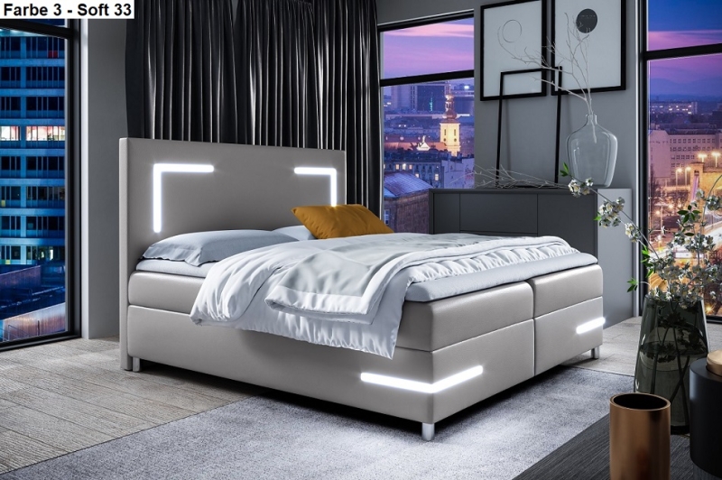 Boxspringbett Dallas LED mit 2 Bettkästen