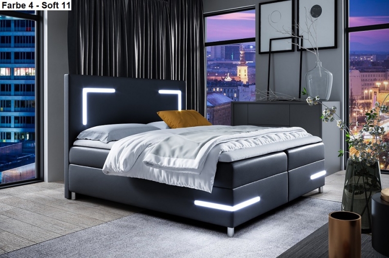 Boxspringbett Dallas LED mit 2 Bettkästen