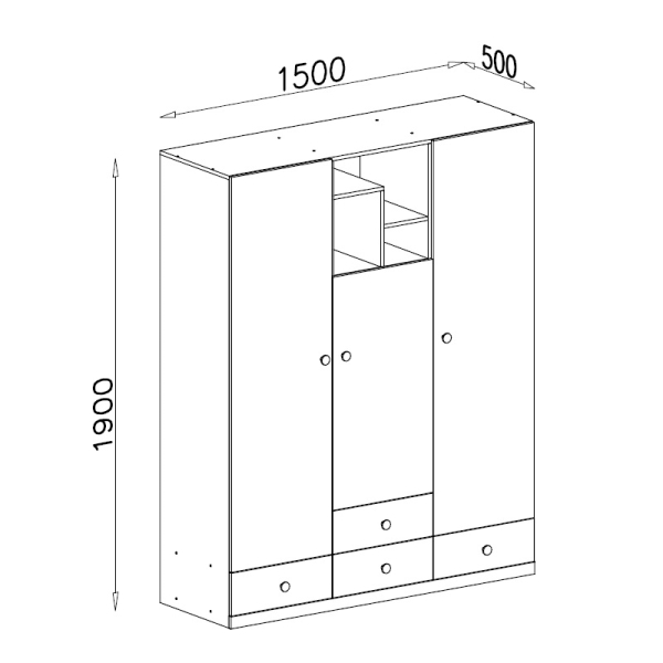 Schrank 3-türig Phil