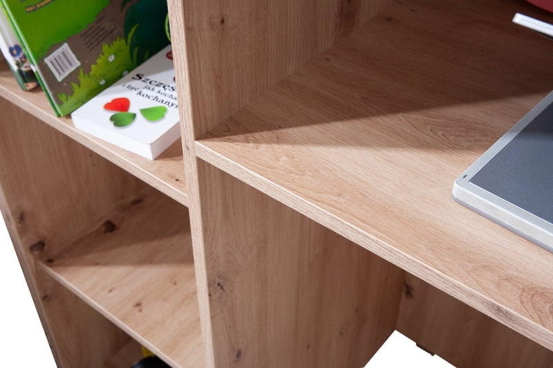Hochbett mit Schreibtisch & Schrank Sam 14 eiche-weiß