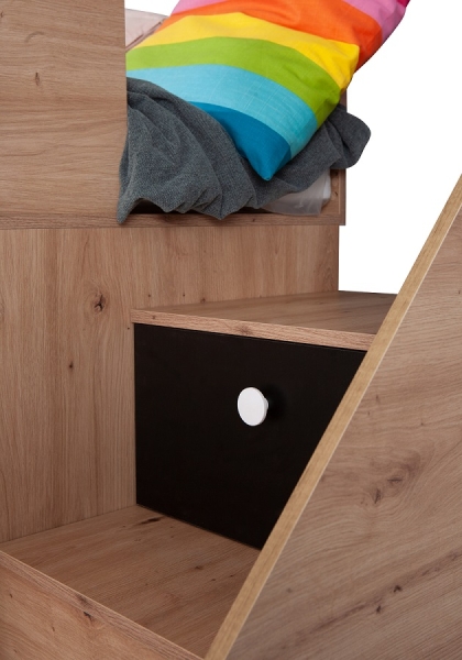 Hochbett mit Schreibtisch & Schrank Sam 14 eiche-weiß