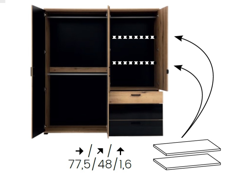 Zusätzliche Böden zum Schrank 4T Aria