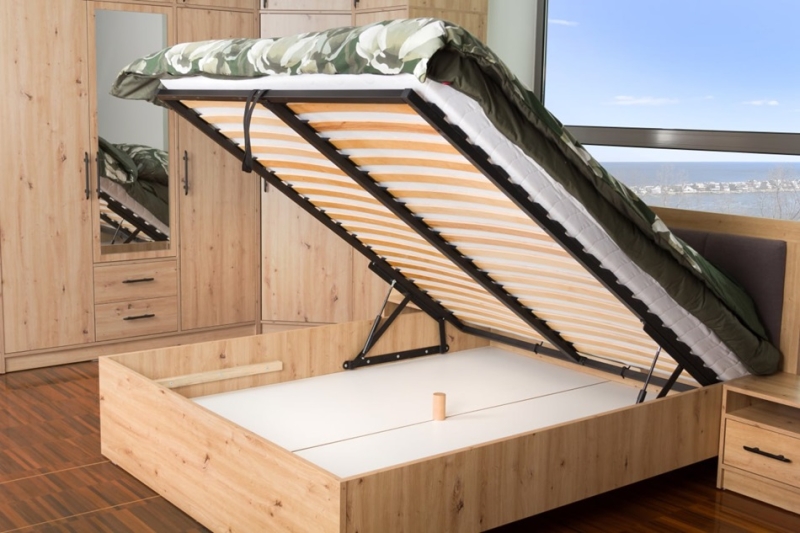 Bett mit Lattenrost und Bettkasten 140/160/180x200 Saga