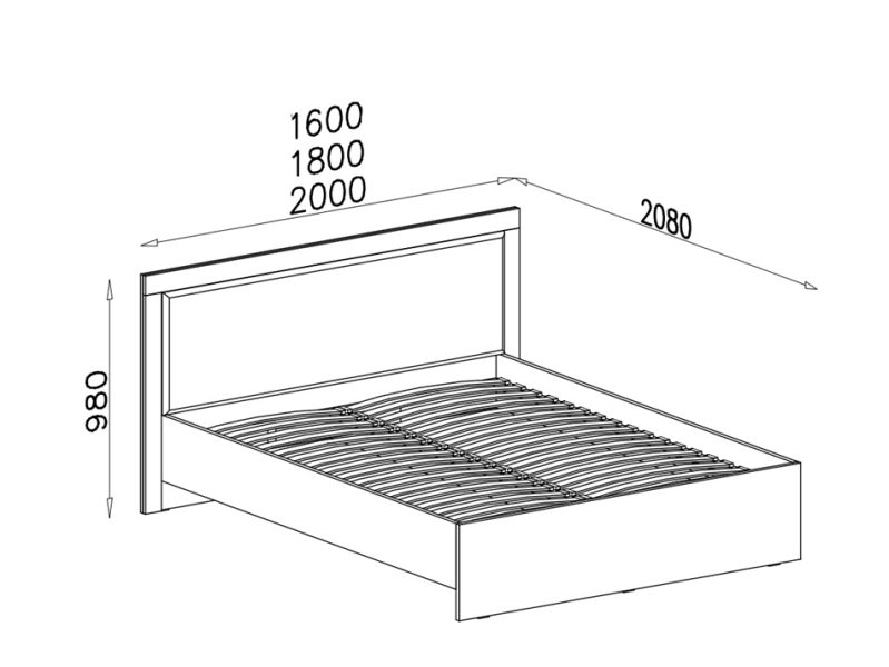 Bett mit Lattenrost und Bettkasten 140/160/180x200 Saga