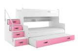 Hochbett Roxy weiß-rosa für 3 Personen