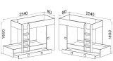 Hochbett mit Schrank Telly 2 weiß-schwarz hochglanz