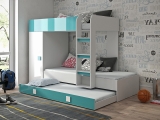 Hochbett mit Schrank Telly 2 weiß-türkis hochglanz