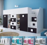 Hochbett mit Schreibtisch Telly 3 weiß-schwarz