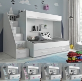 Hochbett für 2 Kinder Paris 6 weiß hochglanz