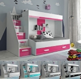 Hochbett für 2 Kinder Paris 6 weiß-rosa hochglanz