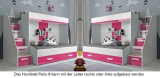 Hochbett für 2 Kinder Paris 6 weiß-rosa hochglanz