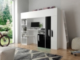 Hochbett mit Schreibtisch & Schrank Paris 5 weiß-schwarz
