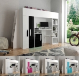 Hochbett mit Schreibtisch & Schrank Paris 5 weiß-schwarz