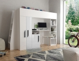 Hochbett mit Schreibtisch & Schrank Paris 5 weiß