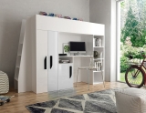 Hochbett mit Schreibtisch & Schrank Paris 5 weiß