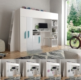 Hochbett mit Schreibtisch & Schrank Paris 5 weiß
