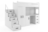 Hochbett Roxy 4 mit Schreibtisch & Schrank weiß