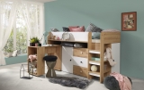 Hochbett mit Schreibtisch Sam 1 eiche-weiß