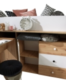 Hochbett mit Schreibtisch Sam 1 eiche-weiß