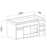 Multibett 90x200 mit Schreibtisch und Schrank Oriel