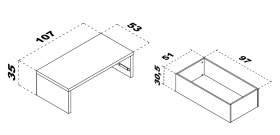 Podestelement 106x53 mit Schubkasten