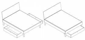 Rollschublade zum Doppelbett Indiana