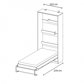 Schrankbett Wandbett vertikal VB 90x200