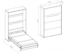 Schrankbett Wandbett CP278 vertikal 120x200