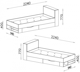 Bett 200x90 Space