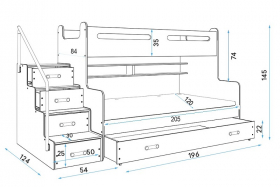 Hochbett Roxy wei-rosa fr 2 Personen