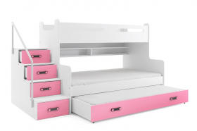 Hochbett Roxy wei-rosa fr 3 Personen