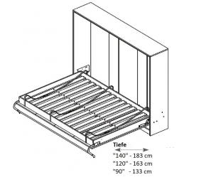 Schrankbett horizontal HB140 mit Aufsatz und 2 Schrnken