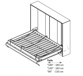 Schrankbett horizontal HB 120x200 mit Aufsatz und 2 Schrnken