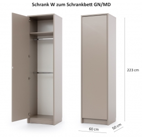 Schrank 1-trig W/P/S/R zum Schrankbett GN/MD