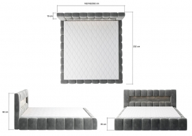 Polsterbett Lara mit Lattenrost, Bettkasten und LED