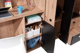 Hochbett mit Schreibtisch & Schrank Sam 14 eiche-wei