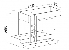 Hochbett mit Schrank Sam 2 eiche-wei