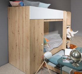 Hochbett mit Schrank Sam 2 eiche-wei