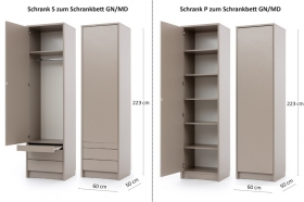 Schrankbett vertikal GN 120x200 mit/ohne Schreibtisch & 2 Schrnken