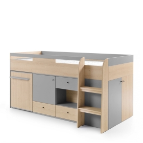 Multibett 90x200 mit Schreibtisch und Schrank Oriel